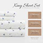 Linen Market Double-Brushed Patterned Microfiber King Sheet Set 4 Piece – Oeko-TEX Certified Ultra Soft & Wrinkle-Free - 16" Deep Pocket Sheets - Easy Care King Size - Soft Floral Light Blue