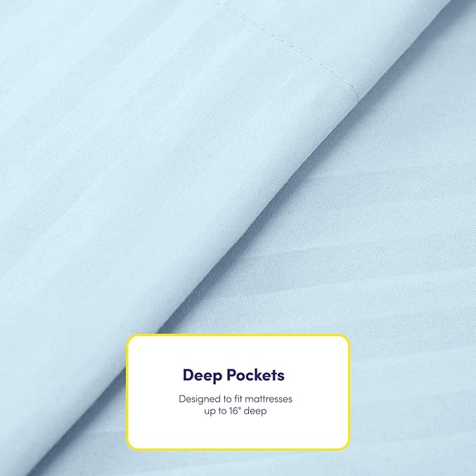 Twin Size Bed Sheets - 4 Piece 1500 Supreme Collection Fine Brushed Microfiber Deep Pocket Twin Sheet Set Bedding - 1 EXTRA PILLOW CASES, GREAT VALUE, Twin, Dobby Light Blue