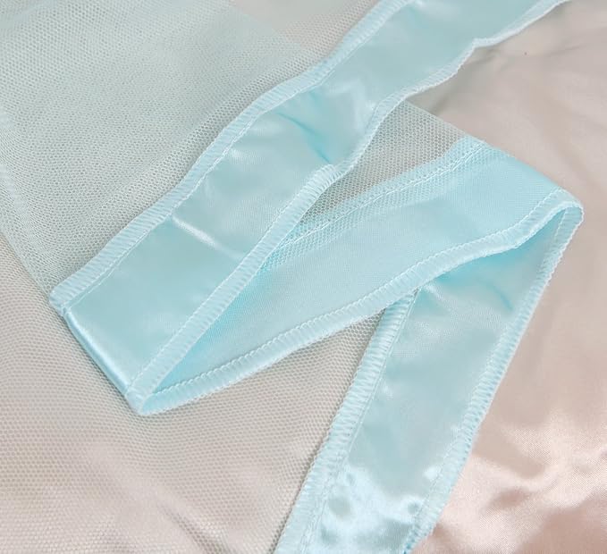 Mengersi 4 Corners Post Canopy Bed Curtains for Girls,Bed Canopy Royal Luxurious Cozy Drape Netting - Cute Princess Bedroom Decoration Accessories (Twin, Sky Blue)