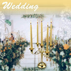 Metal Candle Holder，5 Arms Gold Candle Holders for Pillar Candles（10.6 inch Tall Candlestick Holders, for 1/2-1 inch Taper Candles Diameter Each）,Candelabra Centerpiece Decoration