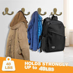 20 Pack Coat Hooks Wall Hooks for Hanging, Heavy Duty Double Prong Metal Hook Wall Mounted for Living Room, Bathroom, Kitchen, Bedroom for Coat, Bag, Scarf, Towel, Hat, Key, Cup (Bronze)