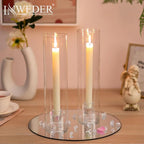 Glass Hurricane Candle Holder: 11.8" Tall Candlestick Holder Bulk with Cylinder Windproof Cover Set of 10 Clear Taper Candle Holders for Wedding Party Birthday Christmas Decor