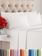 Cal King 6 Piece Sheet Set - Comfy Breathable & Cooling - Soft Hotel Luxury Bedding Set with 8-16 Inch Deep Pockets - 1 Flat & 1 Fitted Sheet & 4 Pillowcases - Wrinkle Free & Easy Care - Antique White