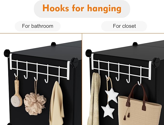 6-Cube Storage Organizer, Closet Organizer Storage Cabinet Shelf Bookcase Bookshelf with Metal Hammer, Storage Cubes Organizer Cabinet for Kids, Closet, Bedroom, Bathroom(11.8x11.8x11.8 inch)Black