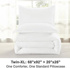 Litanika Twin XL Comforter Set White - 2 Pieces Extra Long Bed Set for College Dorm, All Season Bedding Set for Girls and Boys