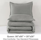 Litanika Comforters Medium Gray Queen Size, 3 Pieces Lightweight Solid Bedding Set & Collections, All Season Fluffy Bed Set (90x90In Comforter & 2 Pillowcases)