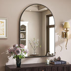 VooBang Arched Wall Mirror, 30 x 38 inch Arch Bathroom Mirror, Wall Mounted Vanity Mirror with Arch Metal Frame, Modern Bathroom Vanity Mirror for Bedroom, Living Room, Hanging or Leaning, Black