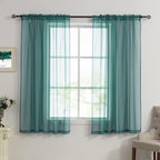 HUTO Dark Teal Green Sheer Curtains 54 inches Long for Bedroom Top Rod Pocket Sheer Window Panels Curtains for Nursery Living Room 52 by 54 Inch Length Set of 2
