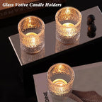 40Pcs Glass Votive Candle Holders, Clear Tea Light Candle Holders Vintage Tealight Candle Holder Bulk for Autumn, Thanksgiving Table Centerpieces, Christmas Decor (Clear)