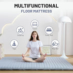 Japanese Floor Mattress Full, Anti-Slip Japanese Futon Foldable Tatami Mat for Guests, Grey
