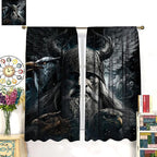 Fantasy Norse Viking Curtains,Cool Gothic Vintage Vikings Mystical Symbol Eagle Window Treatments Thermal Insulated Rod Pocket Blackout Drapes for Bedroom 2 Panels 54L x 21W
