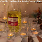 Letine 12-Pack Clear Votive Candle Holders - Glass Tea Light Holders with 12 Tea Lights for Wedding Decor, Bulk Votive Holders for Home Table Decor/Christmas & Thanksgiving