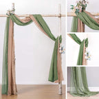 MIULEE Sheer Window Scarf Valance Extra Long Topper Spring Elegant Swag Curtains Luxury Draping Fabric for Wedding Arch Party Ceremony Canopy Bed Living Room, 54'' x 144'', 1 Panel Sage Green