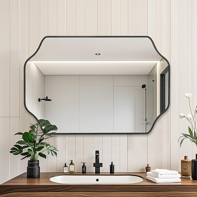 CULER Black Bathroom Wall Mirror,20 x 30 Inch Rectangle Vanity Modern Tempered Glass Mirror for Bedroom,Living Room,Entryway
