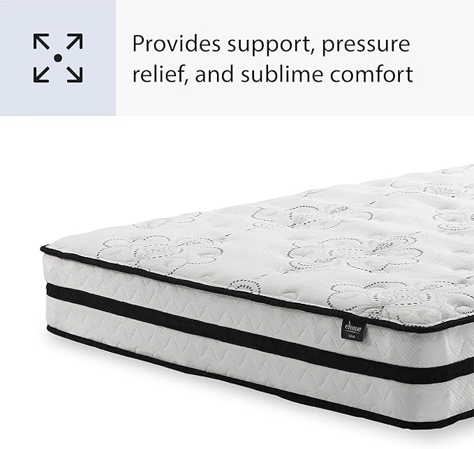 Signature Design by Ashley Full Size Chime 10 Inch Medium Firm Hybrid Mattress with Cooling Gel Memory Foam for Pressure Relief, Fiberglass Free, Mattress In A Box