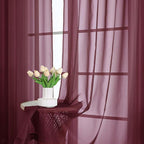 OWENIE Burgundy Sheer Curtains 108 Inches Long for Living Room Bedroom 2 Panels Set, Lightweight Airy Burgundy Sheer Curtain, Filmy Rod Pocket, 2 PCS, Each 59" W x 108" L