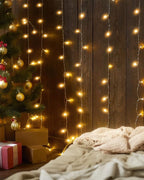 JACKYLED 84Ft 12 Pack Artificial Ivy Garland Fake Plants with 240 LED Curtain Lights USB Plug in/Battery Operated, 8 Modes Fairy String Light with Remote Control, for Bedroom Wall Decorations