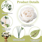 Hoteam 24 Bundles Artificial Peonies Flowers Wedding Faux Flowers Silk Peony Bouquet Bulk Bride Fake Florals Arrangements for Table Centerpieces Wedding Party Vase Decor (White)