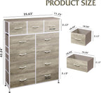 WLIVE Storage Organizer Unit with 11 Fabric Bins, Storage Drawers Organizer with Steel Frame, Tall Storage Tower Organizaton for Living Room, Hallway, Office, Greige