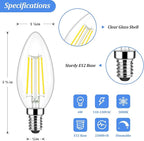 LED Candle Bulbs 40W Equivalent, E12 Candelabra Light Bulbs 4W 470Lm Clear Edison LED Bulb, Daylight White 5000K B11 Classic Bright Filament Bulb, Dimmable Decorative Bulbs for Lamps, Pack of 20