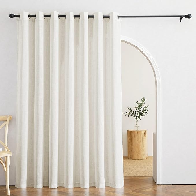 RYB HOME Natural Linen Sheer Curtains - Light Filtering Privacy Lightweight Wrinkle-Resistant Boho Farmhouse Grommet Panels for Living Room Kitchen Bedroom, W 60 x L 90 inches, Linen, 1 Panel