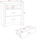 Prepac's Fremont 2 Drawer Nightstand: Elegant Bedroom Furniture, Bedside Table with Open Shelf, 23.25"W x 16"D x 28"H, Drifted Gray - DDC-2428