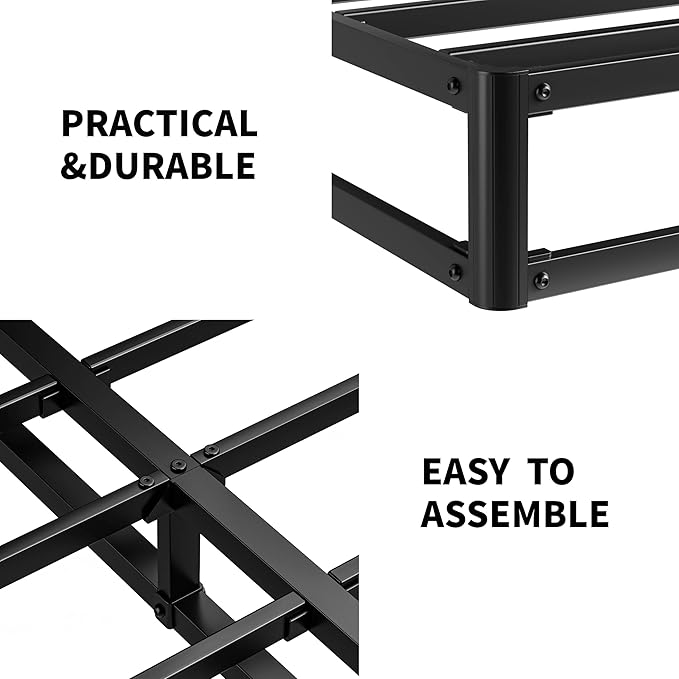 Twin Box Spring 9 Inch High Profile Strong Metal Frame Mattress Foundation, Quiet Noise-Free,Easy Assembly, 3000lbs Max Weight Capacity