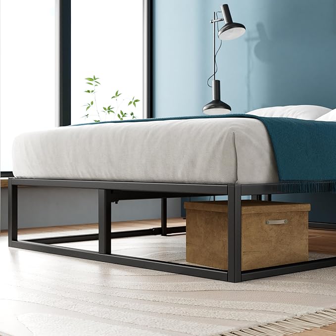 Zinus Joseph 14 Inch Platform Bed Frame, Wood Slat Support, No Box Spring Needed, Eco Friendly WonderBox(TM) Packaging, Easy Assembly, Black, Full