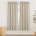 RYB HOME Beige Linen Curtains for Living Room, Rod Pocket Soft Thick Linen Burlap 72 Inch Length Light Filtering Privacy Assured for Home Office Dining Room, W 34 x L 72 inches, 2 Panels Set