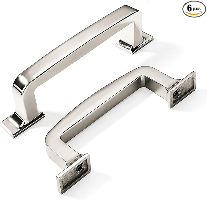 Khtumeware 6 Pack 3 Inch Cabinet Handles - Polished Nickel Pulls and Drawer Handles