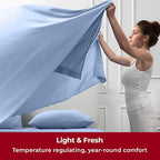 Mellanni Split King Sheets Set - 5 PC Iconic Collection Bedding - Hotel Luxury, Extra Soft, Cooling Bed Sheets - Wrinkle, Fade, Stain Resistant (Split King, Sky Blue)
