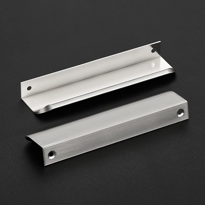 Ravinte Hardware 8 Pack Silver Cabinet Handles, 5.9 Inch (150mm) Finger Edge Pulls, 5 Inch Hole Center, Finger Pulls for Cabinets