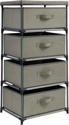 Juvale 4-Tier Dresser for Bedroom - 16.5 in x 13 in x 33 in, Light Gray Fabric, 4 Drawers - Narrow Closet Storage Drawers & Organizer - Steel Frame & Easy Assembly