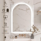 Niccy Arched LED Bathroom Mirror, 48x30 Inch Arch Frameless Backlit Mirrors for Wall Arched Lighted Vanity Mirrors Defogger and 3 Color, Explosion-Proof, HD Glass and IP65 Waterproof