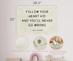 Mental Health Inspirational Rectangular Banner Flag Wall Sign Decor Gift for Boy Girl Kid Teen,Classroom Therapy Office Homeschool Reading Room Bedroom -Follow Your Heart Kid-Birthday Christmas Gift