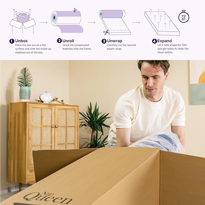 NapQueen Full Mattress, 12 Inch Victoria Hybrid Cooling Gel Infused Pocket Spring and Memory Foam Mattress, Full Size Mattress Bed in a Box, CertiPUR-US Certified, Fiberglass-Free Mattress