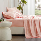 Love's cabin Twin XL 3Pc Satin Sheet Set, Coral Silky Satin Bed Sheets with Deep Pockets, Luxury Silk Feel, Envelope Closure