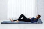 Leewadee Comfortable Japanese Floor Mattress - Thai Floor Bed with Triangle Cushion - Futon Mattress - XL Extra Long Thai Massage Mat, 89 x 20 inches, Anthracite, Kapok Filling
