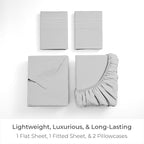 Mellanni California King Sheets Set - 4 PC Iconic Collection Bedding - Hotel Luxury, Extra Soft, Cooling Bed Sheets - Wrinkle, Fade, Stain Resistant (Cal King, Light Gray)