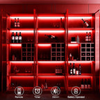 echosari LED Strip Lights Battery Powered, 90 LED Red 2835 SMD Strip Lights 9.8 Ft Cuttable Self-Adhesive Strip Lights with Remote Timer for Outdoor Indoor Party Bedroom Decoration