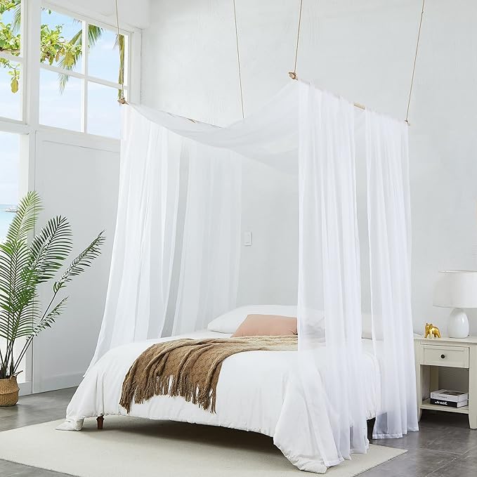 Warm Home Designs Standard Length White Sheer Window Scarf. Valance Scarves are 54 X 144 Inches. Great As Wedding Arch Draping Fabric, Bed Canopy Or for Decorative Project. AM White 144"
