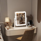 FENNIO Vanity Mirror with Lights - 15"x13" LED Lighted Makeup Mirror, Makeup Mirror with Lights, Touch Screen with 3-Color Lighting, Dimmable,10X Magnification Mirror for Vanity Desk Tabletop