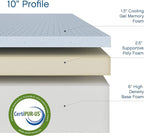 Cool Gel 10 Inch Twin Size Mattresses Memory Foam Medium Firm, Twin Memory Foam Mattress Cooling, Made in the USA, 10" Depth with Pressure Relief, CertiPUR-US Certified No Fiberglass, CoolGel Bed