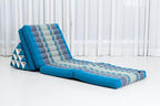 Leewadee Comfortable Japanese Floor Mattress - Thai Floor Bed with Triangle Cushion - Futon Mattress - XL Extra Long Thai Massage Mat, 89 x 20 inches, Light Blue, Kapok Filling