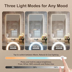 36''x24'' Lighted Mirrors for Bathroom Wall Backlit Rectangular Rounded Corners, LED Bathroom Mirror Frameless with Lights Anti Fog, Dimmable, 3 Colors,Tempered Glass, Shatter-Proof (Color 2)