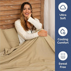 Cal King 6 Piece Sheet Set - Comfy Breathable & Cooling - Soft Hotel Luxury Bedding Set with 8-16 Inch Deep Pockets - 1 Flat & 1 Fitted Sheet & 4 Pillowcases - Wrinkle Free & Easy Care - Heathered Tan