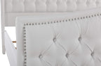 Jennifer Taylor Home Marcella Upholstered Shelter Headboard Bed Set, King, Bright White Polyester