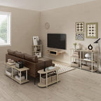 Furinno Turn-N-Tube No Tools Modern Rectangle Side Table, Bauhaus Oak/Beige
