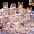 DARJEN 48Pcs Clear Votive Candle Holders - Glass Tea Light Candle Holder, Candle Holders Bulk, Embossed Candle Votives for Wedding Centerpiece & Home Decor