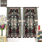 Viking Curtains Nordic Mythology Rune Weapon Antique Viking Pirate Crow Art Pattern Printed Curtains Bedroom Living Room Decoration Blackout Curtains W55 * L63 Inch